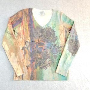 Alberto Makali Long Sleeve size M with Rhinestones multicolor 7% Angora